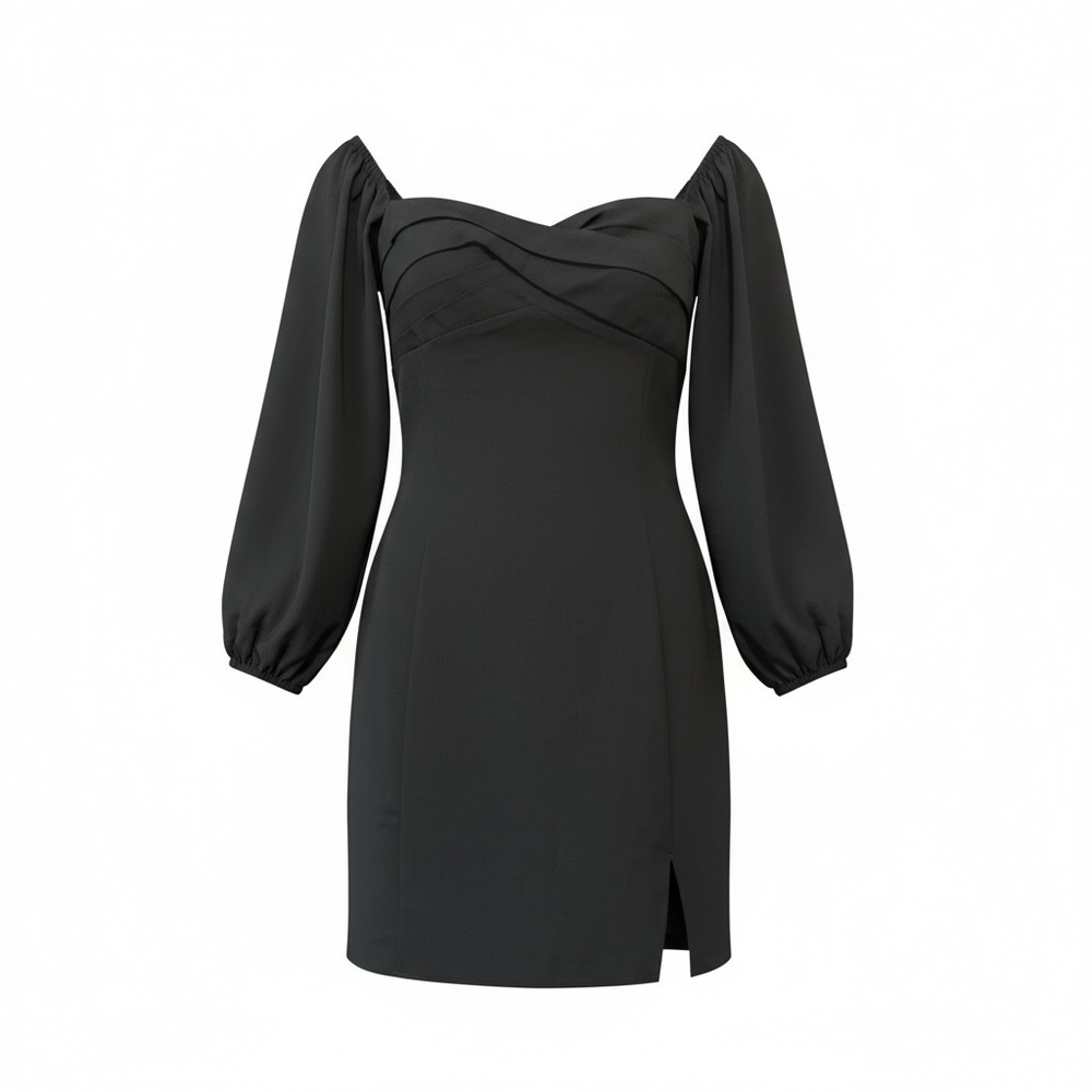 Abercrombie & Fitch Black Long-Sleeve Puff Mini Dress